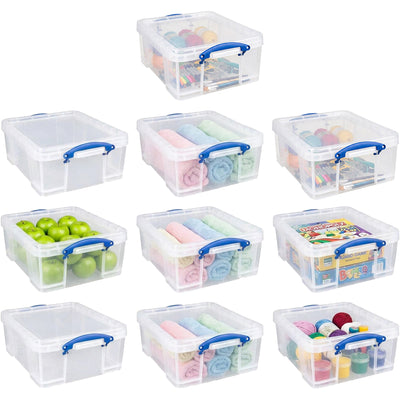 Really Useful Box 17L Storage Container with Lid and Clip Lock Handles (10 Pack)