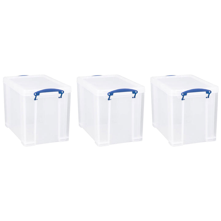 Really Useful Box 19L Storage Container with Lid and Clip Lock Handles, (3 Pack)