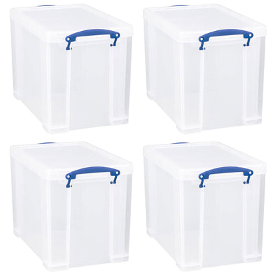 Really Useful Box 19L Storage Container with Lid and Clip Lock Handles, (4 Pack)