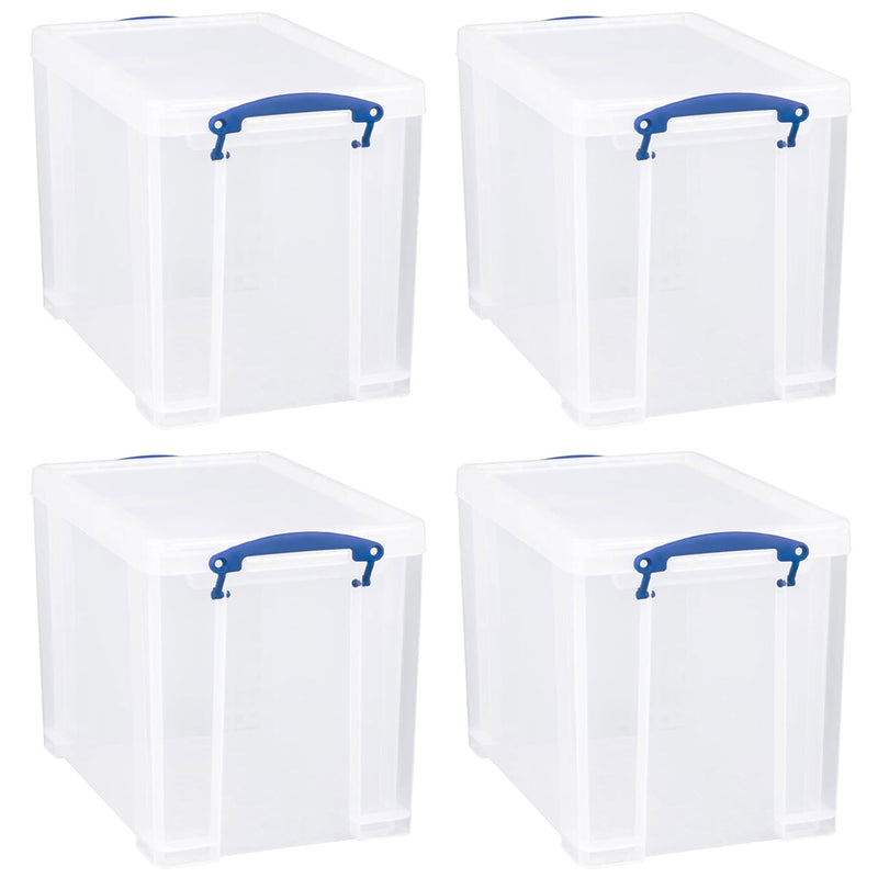 Really Useful Box 19L Storage Container with Lid and Clip Lock Handles, (4 Pack)