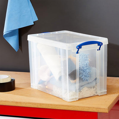 Really Useful Box 19L Storage Container with Lid and Clip Lock Handles, (4 Pack)