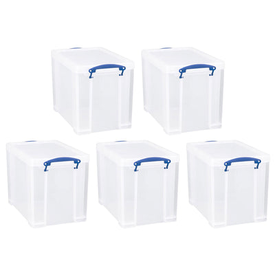Really Useful Box 19L Storage Container with Lid and Clip Lock Handles, (5 Pack)