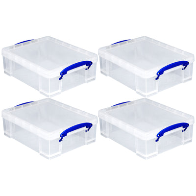 Really Useful Box 8.1L Plastic Storage Container with Clip Lock Handle (4 Pack)