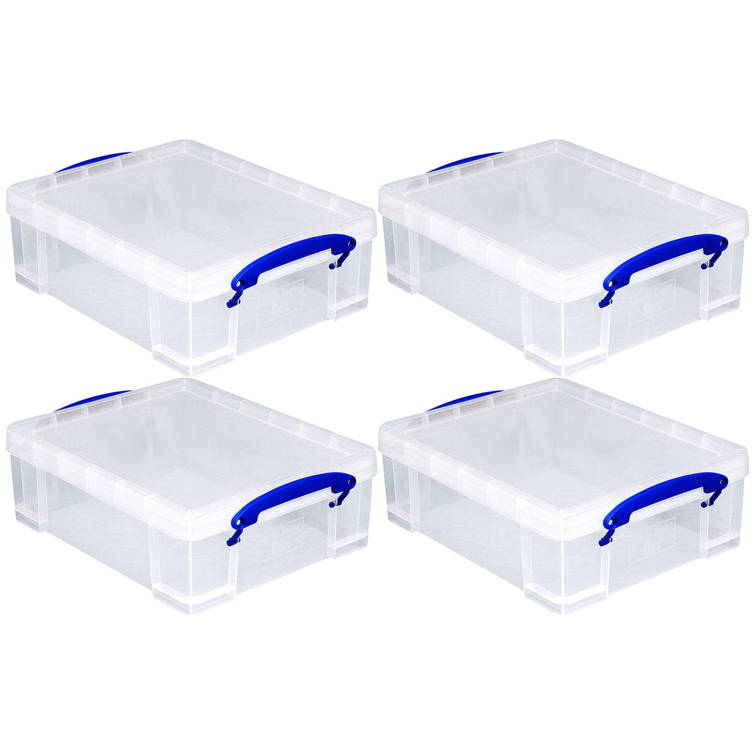 Really Useful Box Plastic Storage Container w/ Clip Lock Handle 4 pk (Open Box)