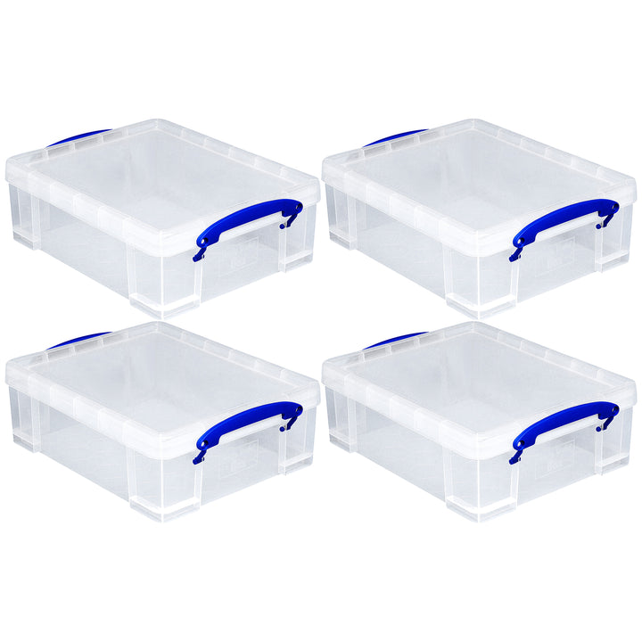 Really Useful Box Plastic Storage Container w/ Clip Lock Handle 4 pk (Open Box)