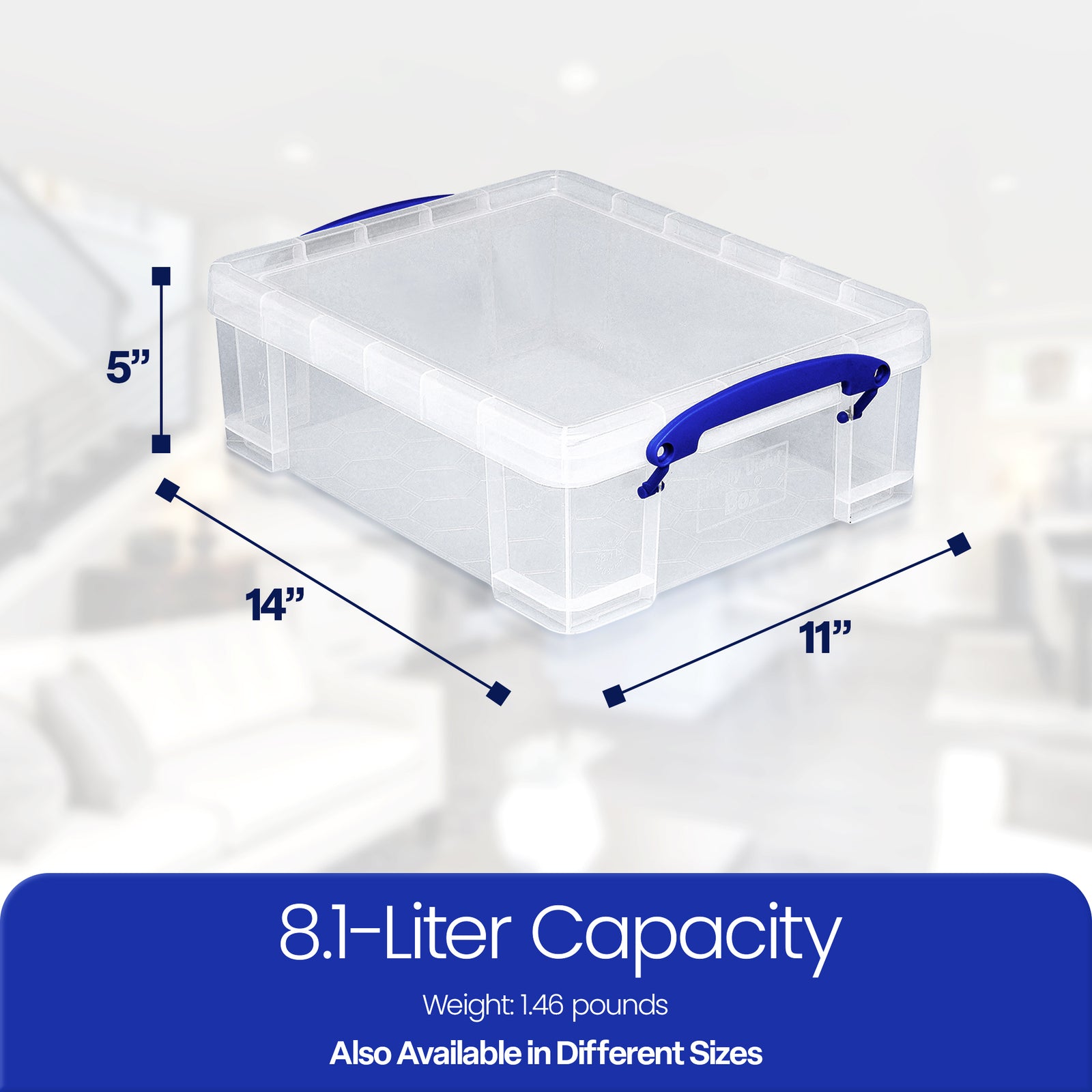 Really Useful Box 8.1L Plastic Storage Container with Clip Lock Handle (5 Pack) - VMInnovations