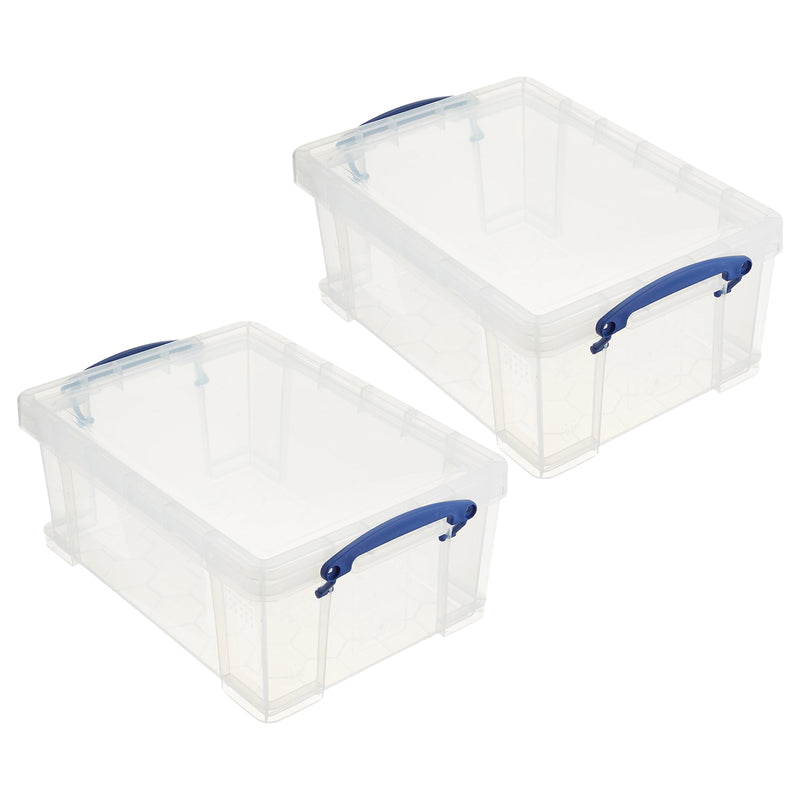 Really Useful Box 9L Storage Container with Snap Lid & Clip Lock Handle (2 Pack)