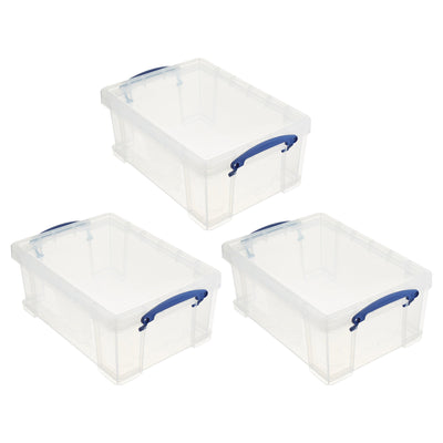 Really Useful Box 9L Storage Container with Snap Lid & Clip Lock Handle (3 Pack)