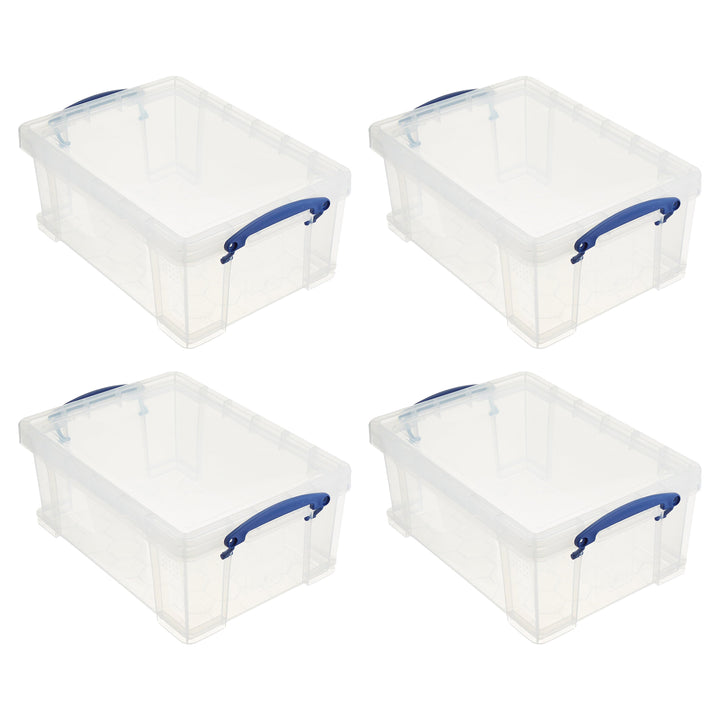 Really Useful Box 9L Storage Container with Snap Lid & Clip Lock Handle (4 Pack)