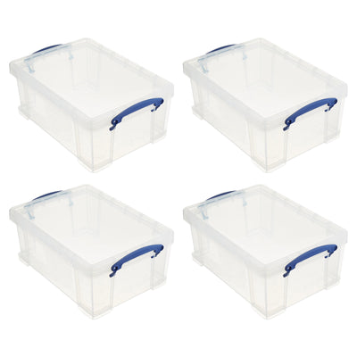 Really Useful Box 9L Storage Container with Snap Lid & Clip Lock Handle (4 Pack)