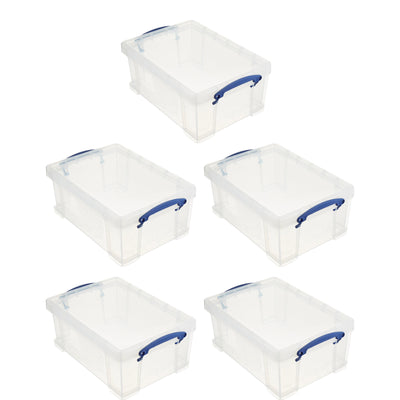 Really Useful Box 9L Storage Container with Snap Lid & Clip Lock Handle (5 Pack) - VMInnovations