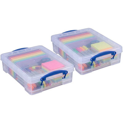 Really Useful Box 4L Storage Container with Lid and Clip Lock Handles, (2 Pack)