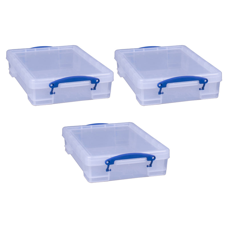 Really Useful Box 4L Storage Container with Lid and Clip Lock Handles, (3 Pack)