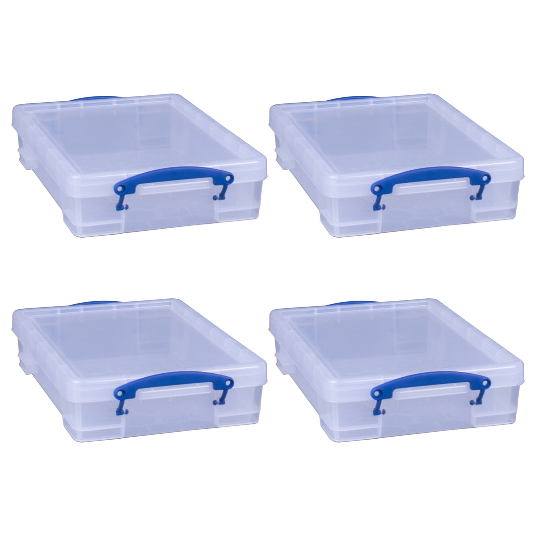 Really Useful Box 4L Storage Container with Lid and Clip Lock Handles, (4 Pack)