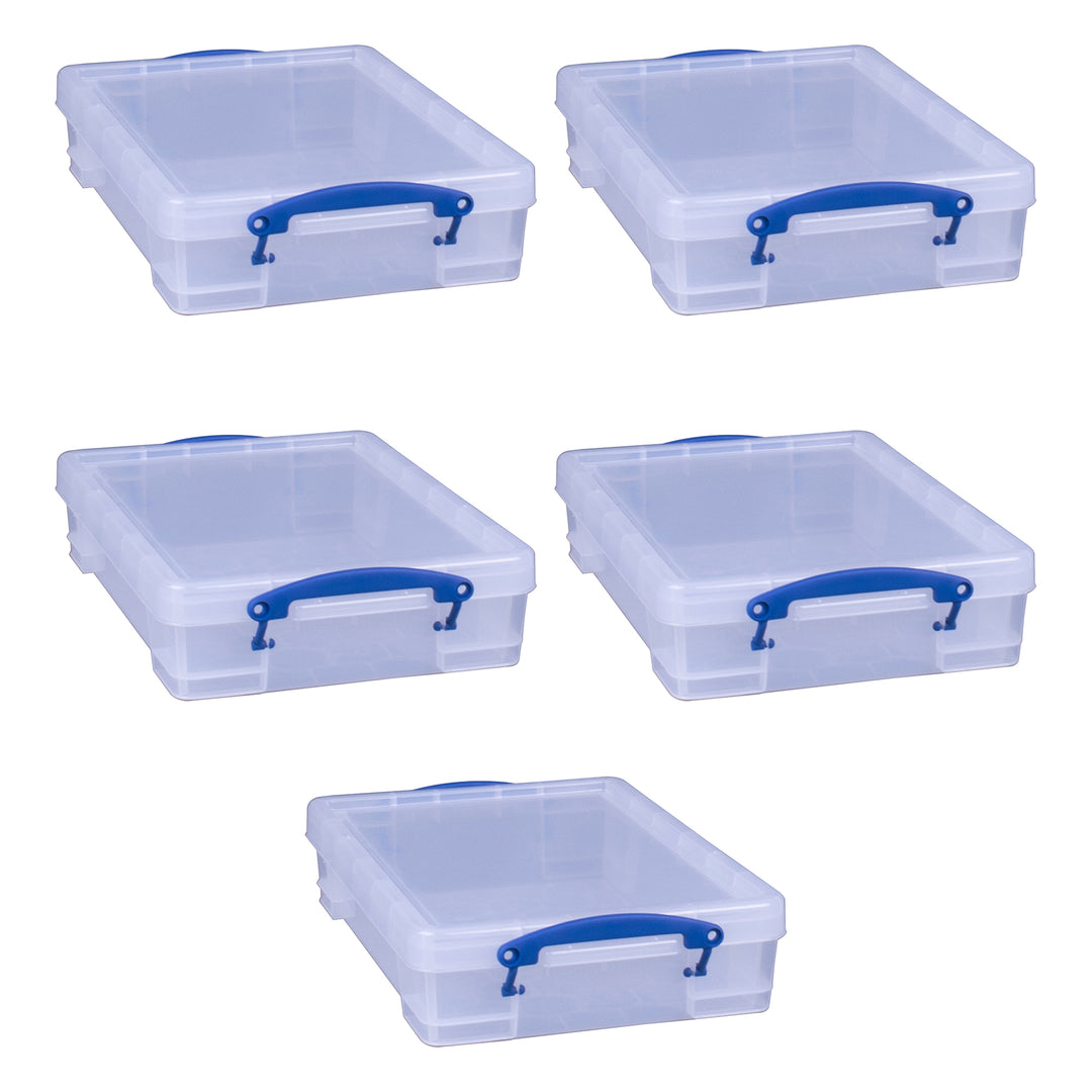 Really Useful Box 4L Storage Container with Lid and Clip Lock Handles, (5 Pack)