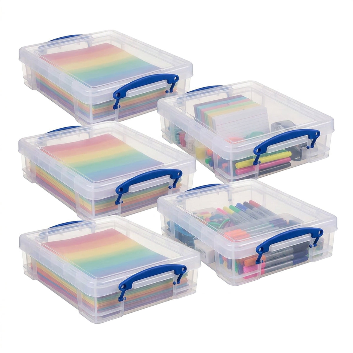 Really Useful Box 4L Storage Container with Lid and Clip Lock Handles, (5 Pack)