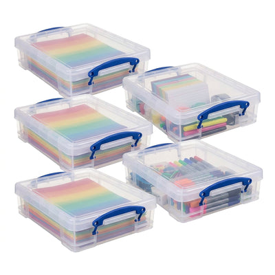 Really Useful Box 4L Storage Container with Lid and Clip Lock Handles, (5 Pack)