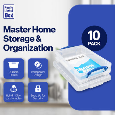 Really Useful Box 4L Storage Container with Lid and Clip Lock Handles, (10 Pack) - VMInnovations