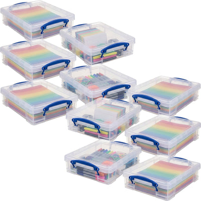 Really Useful Box 4L Storage Container with Lid and Clip Lock Handles, (10 Pack)