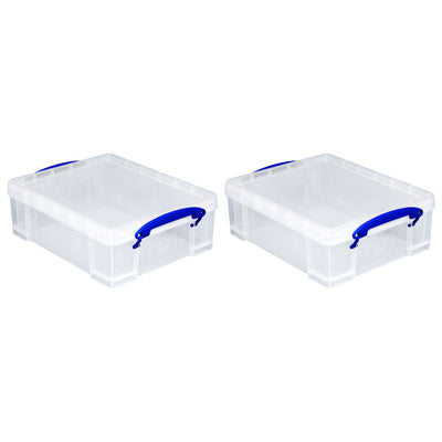 Really Useful Box 8.1L Plastic Storage Container with Clip Lock Handle (2 Pack)