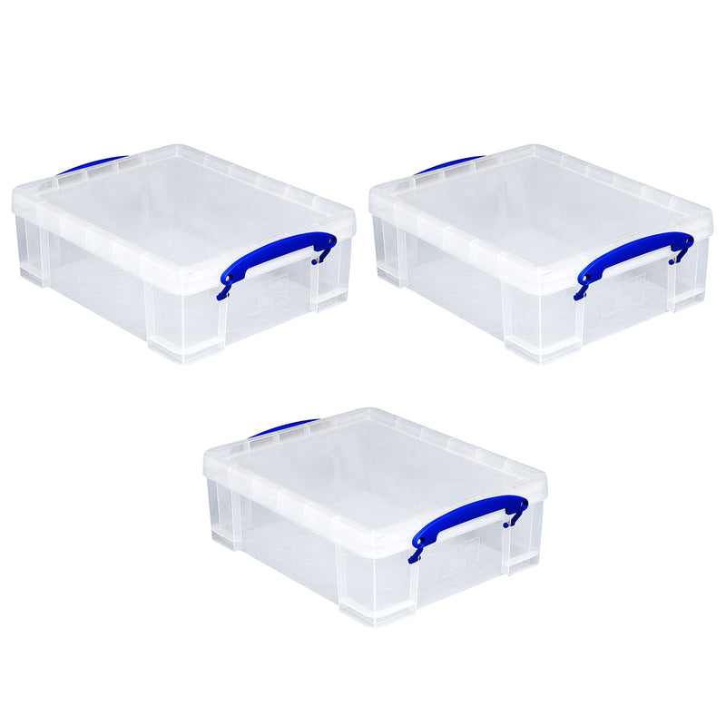 Really Useful Box 8.1L Plastic Storage Container with Clip Lock Handle (3 Pack)
