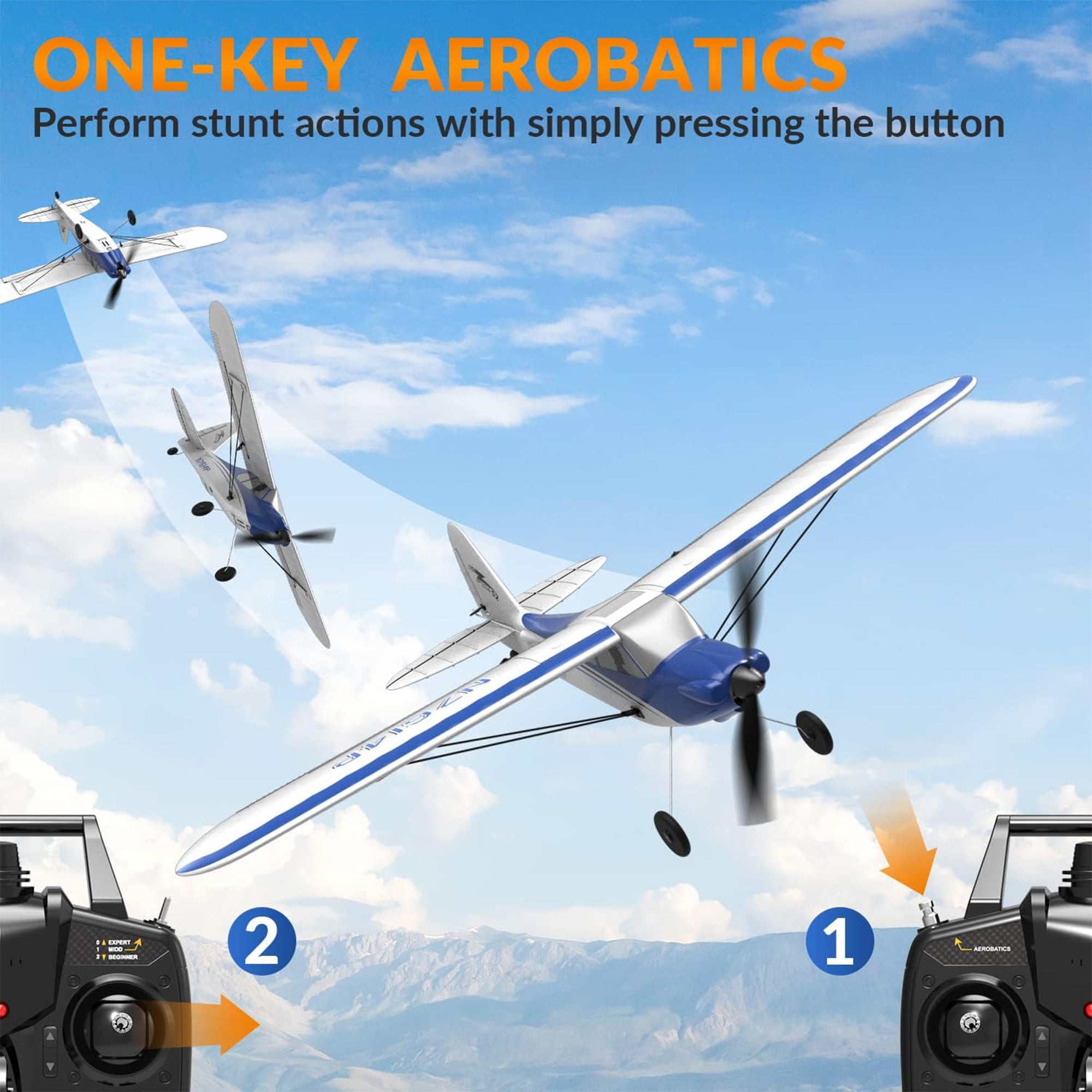 VOLANTEXRC Sport 500 Ready to Fly RC Airplane w/Gyro Stabilizer, Blue(For Parts) - VMInnovations