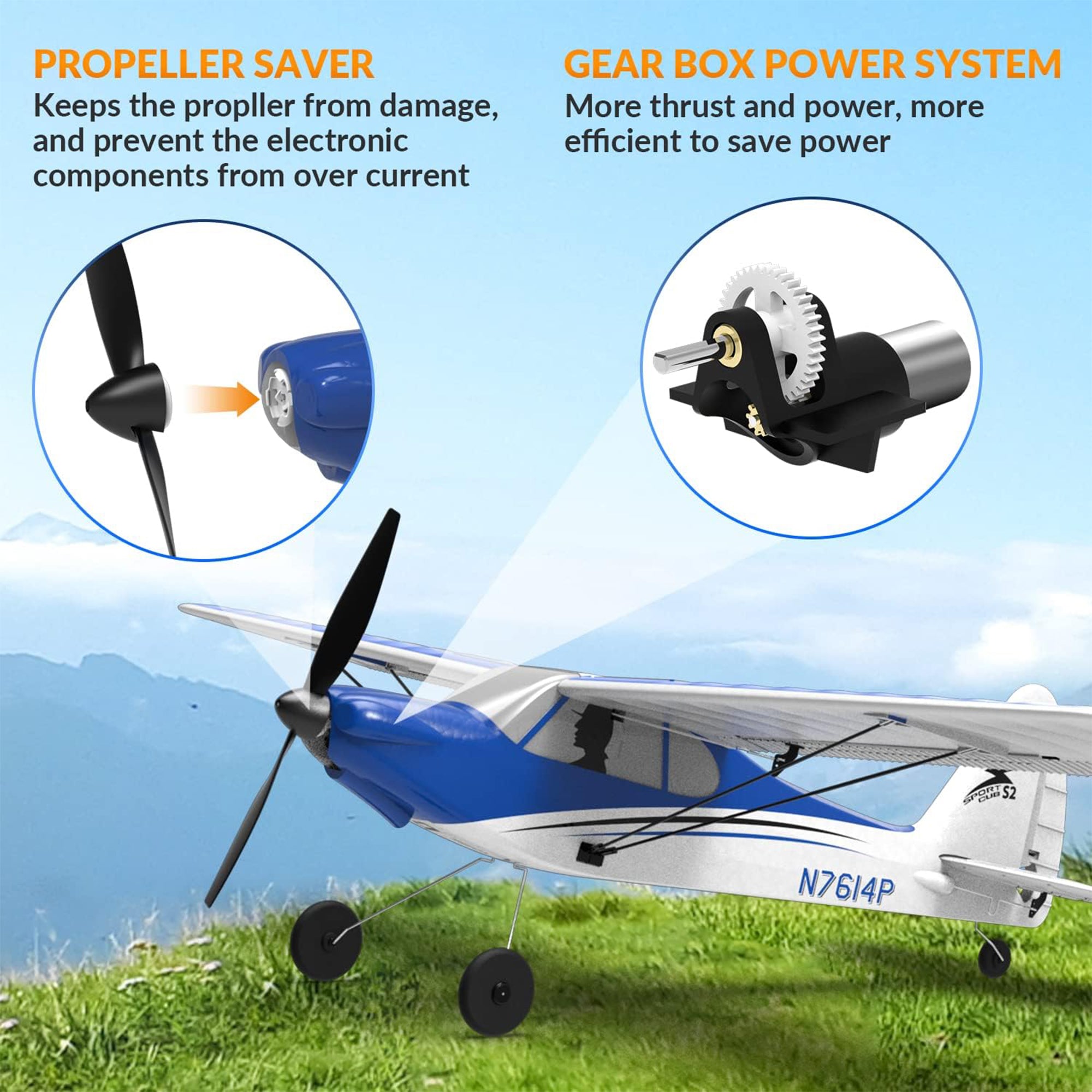 VOLANTEXRC Sport 500 Ready to Fly RC Airplane w/Gyro Stabilizer, Blue(For Parts) - VMInnovations