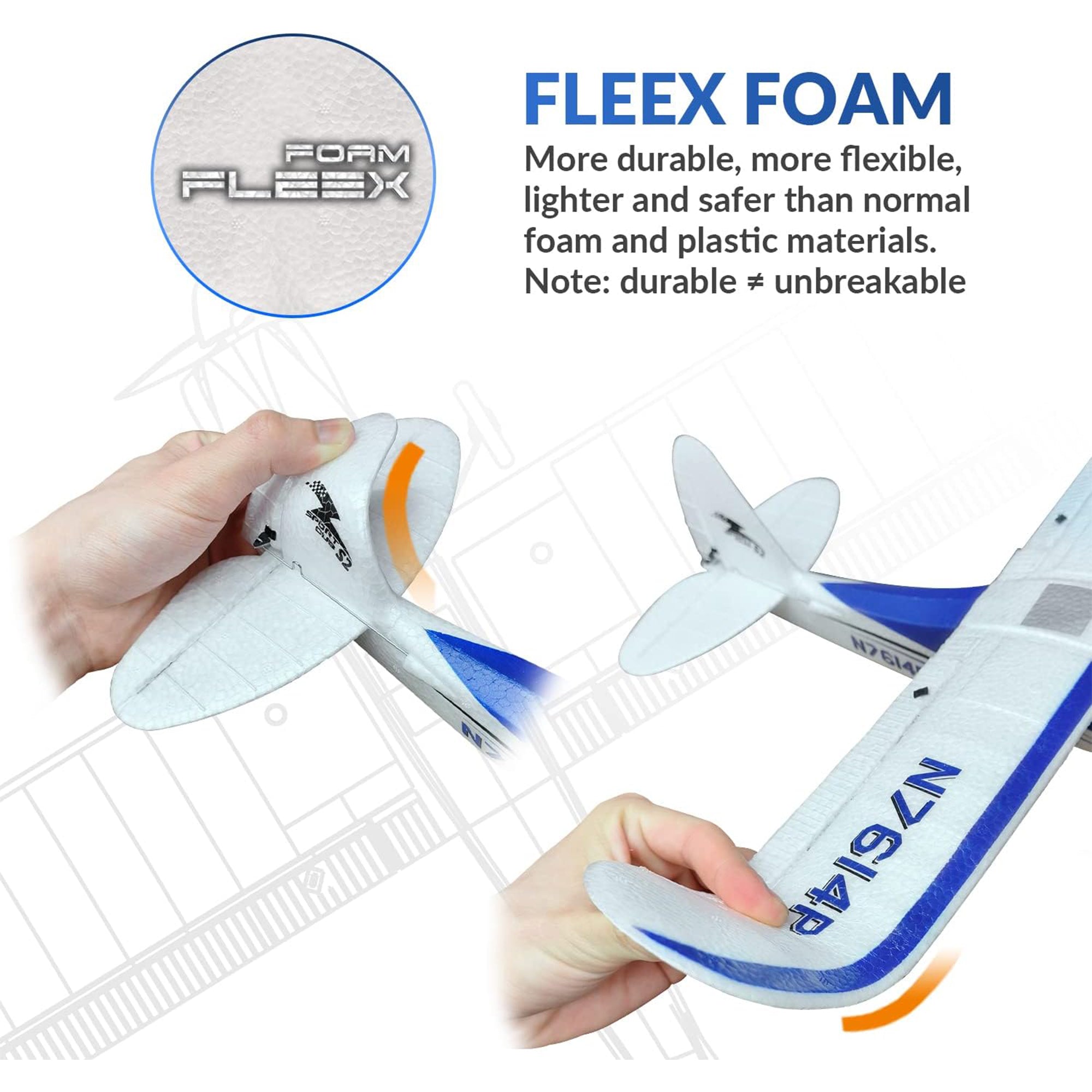VOLANTEXRC Sport 500 Ready to Fly RC Airplane w/Gyro Stabilizer, Blue(For Parts) - VMInnovations