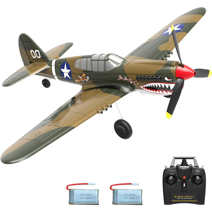 VOLANTEXRC 4-CH P40 WWII Warhawk Remote Controlled Airplane RC Aircraft, Yellow