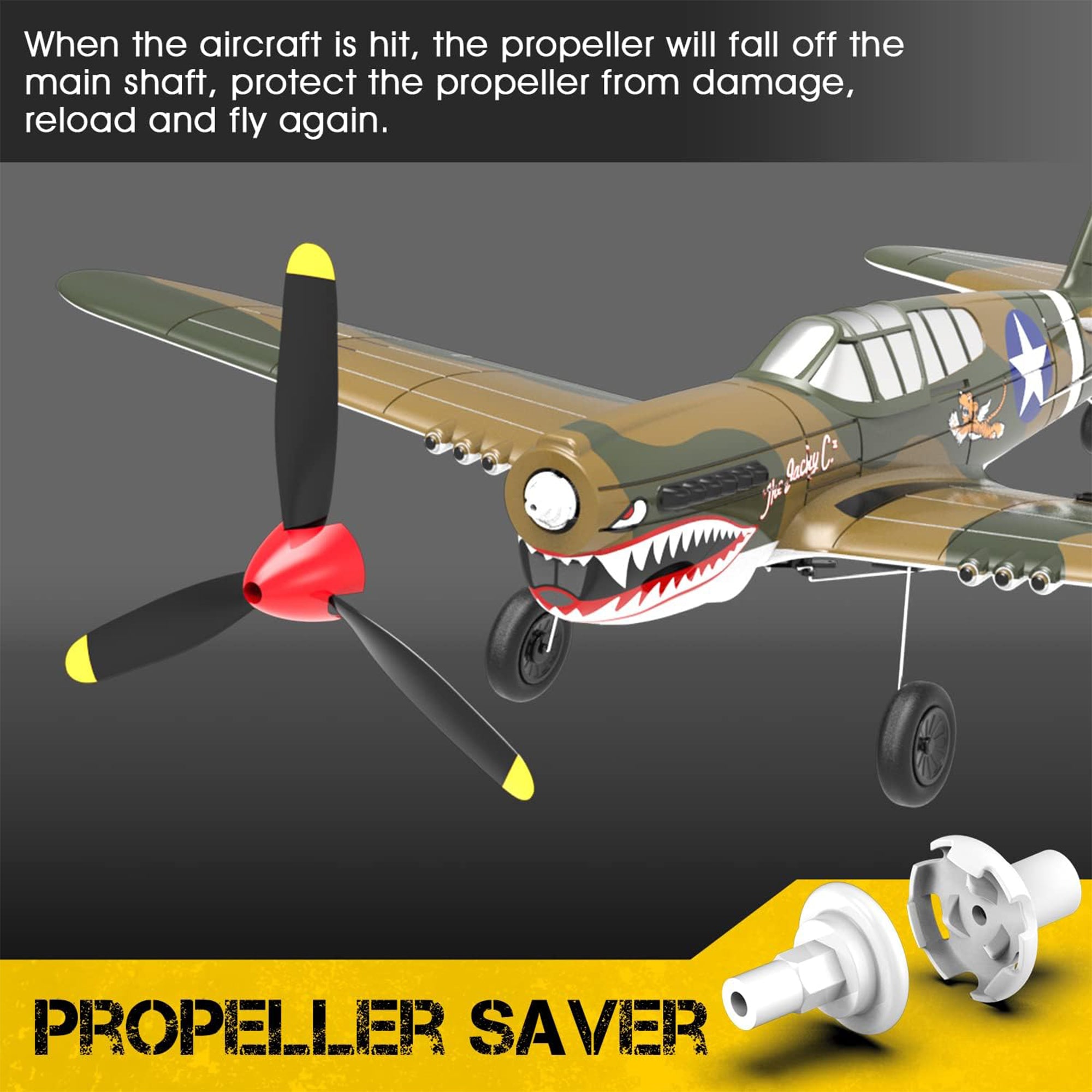 VOLANTEXRC 4-CH P40 WWII Warhawk Remote Controlled Airplane RC Aircraft, Yellow - VMInnovations