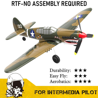 VOLANTEXRC 4-CH P40 WWII Warhawk Remote Controlled Airplane RC Aircraft, Yellow - VMInnovations
