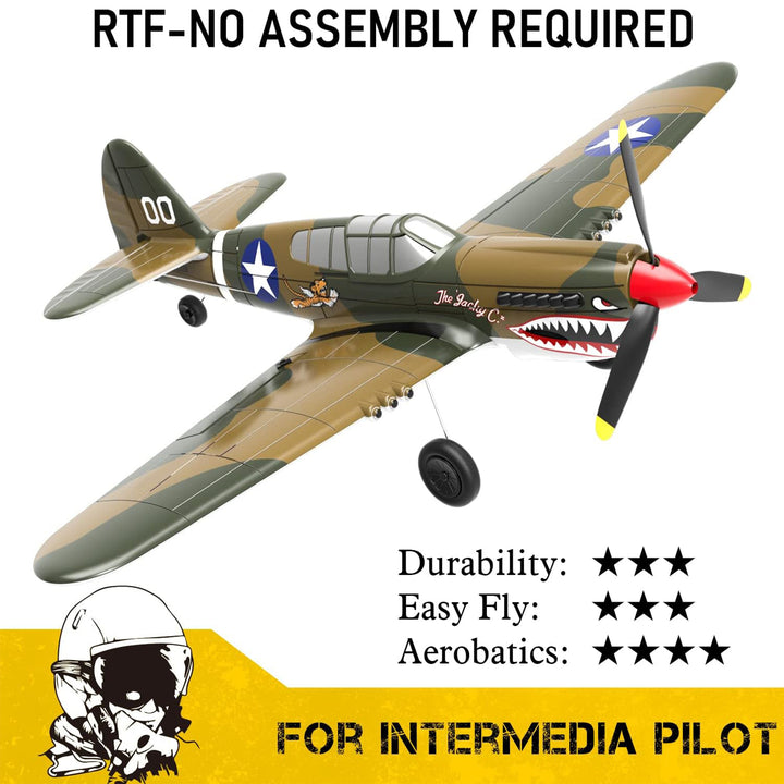 VOLANTEXRC 4-CH P40 WWII Warhawk Remote Controlled Airplane RC Aircraft, Yellow