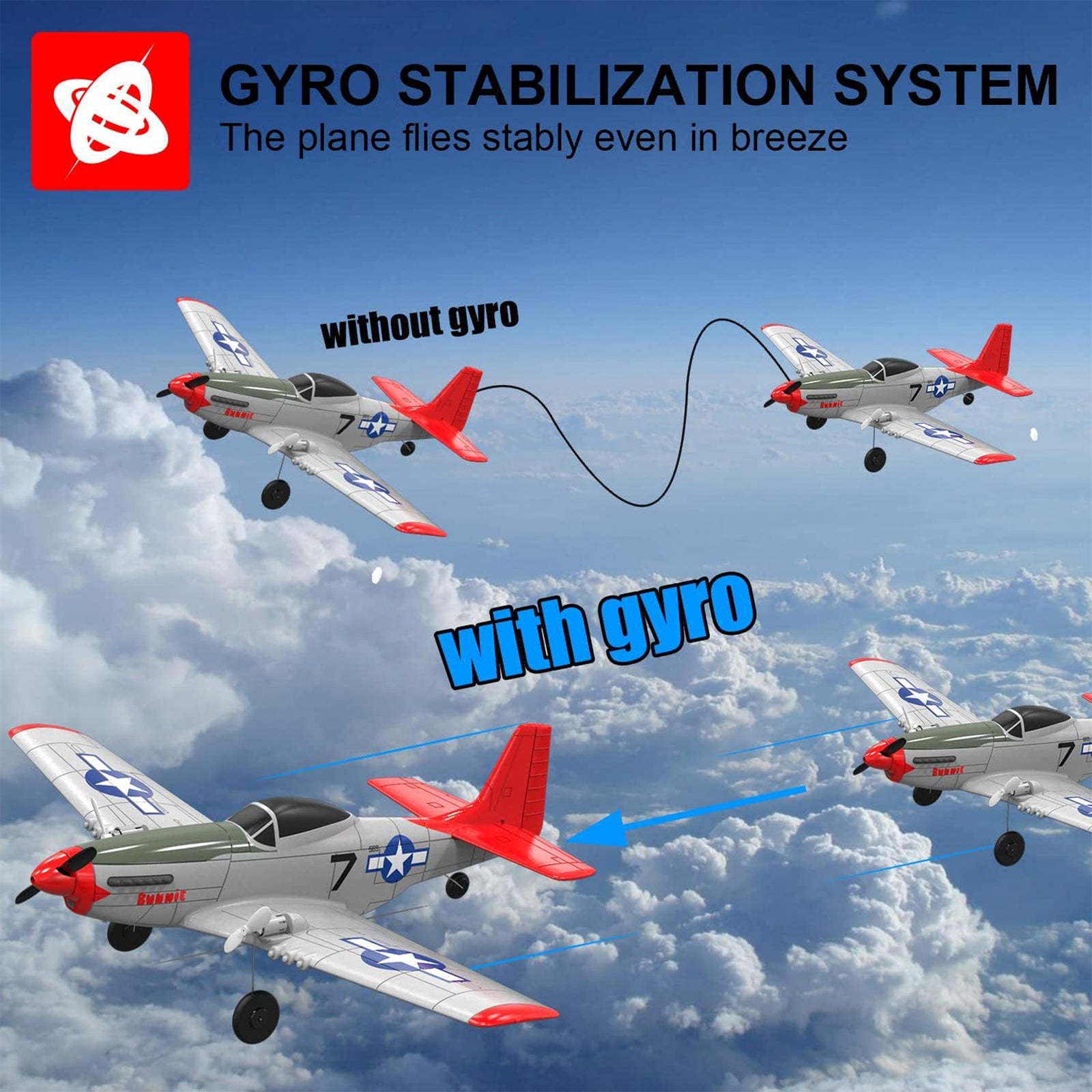 VOLANTEXRC Beginner 2-CH RC Flying Airplane w/Gyro Stabilizer, Red (For Parts) - VMInnovations
