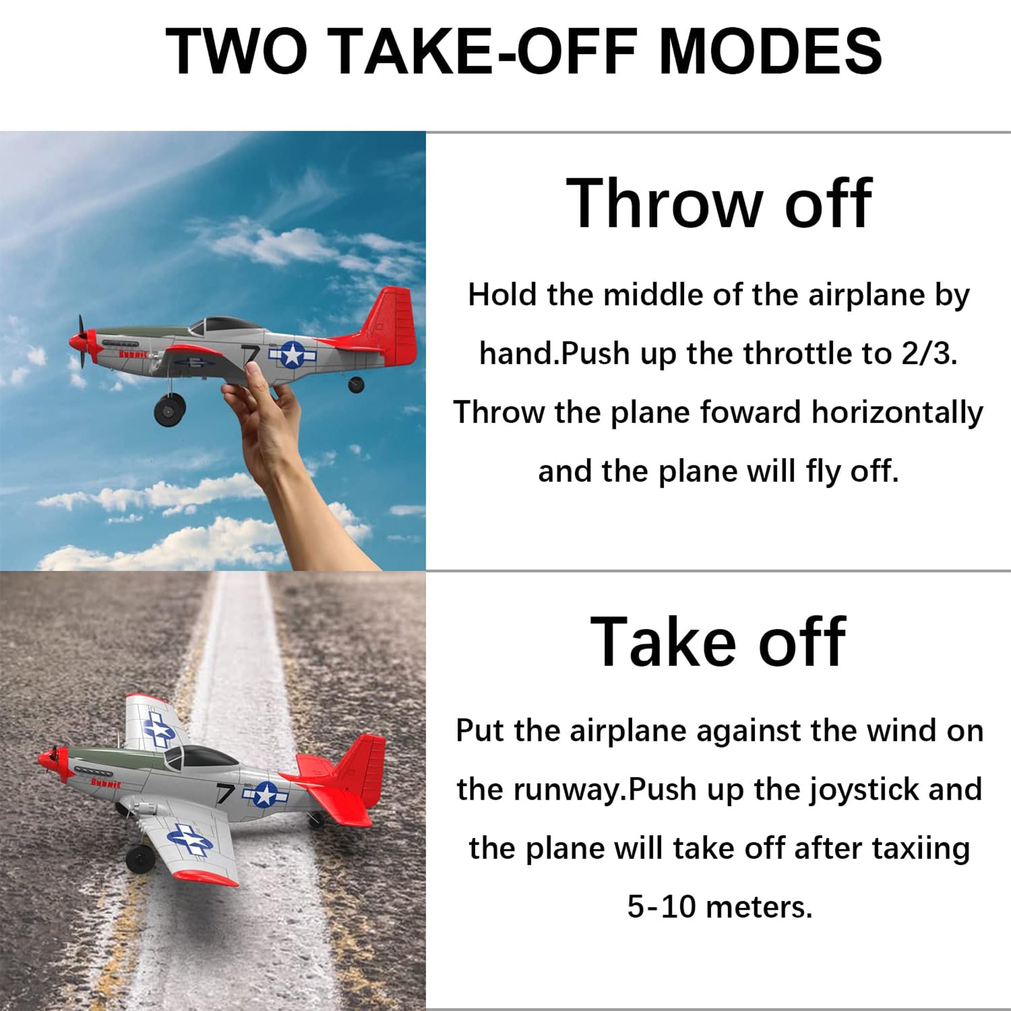 VOLANTEXRC Mustang Beginner 2-CH RC Flying Airplane w/Gyro Stabilizer, Red(Used) - VMInnovations