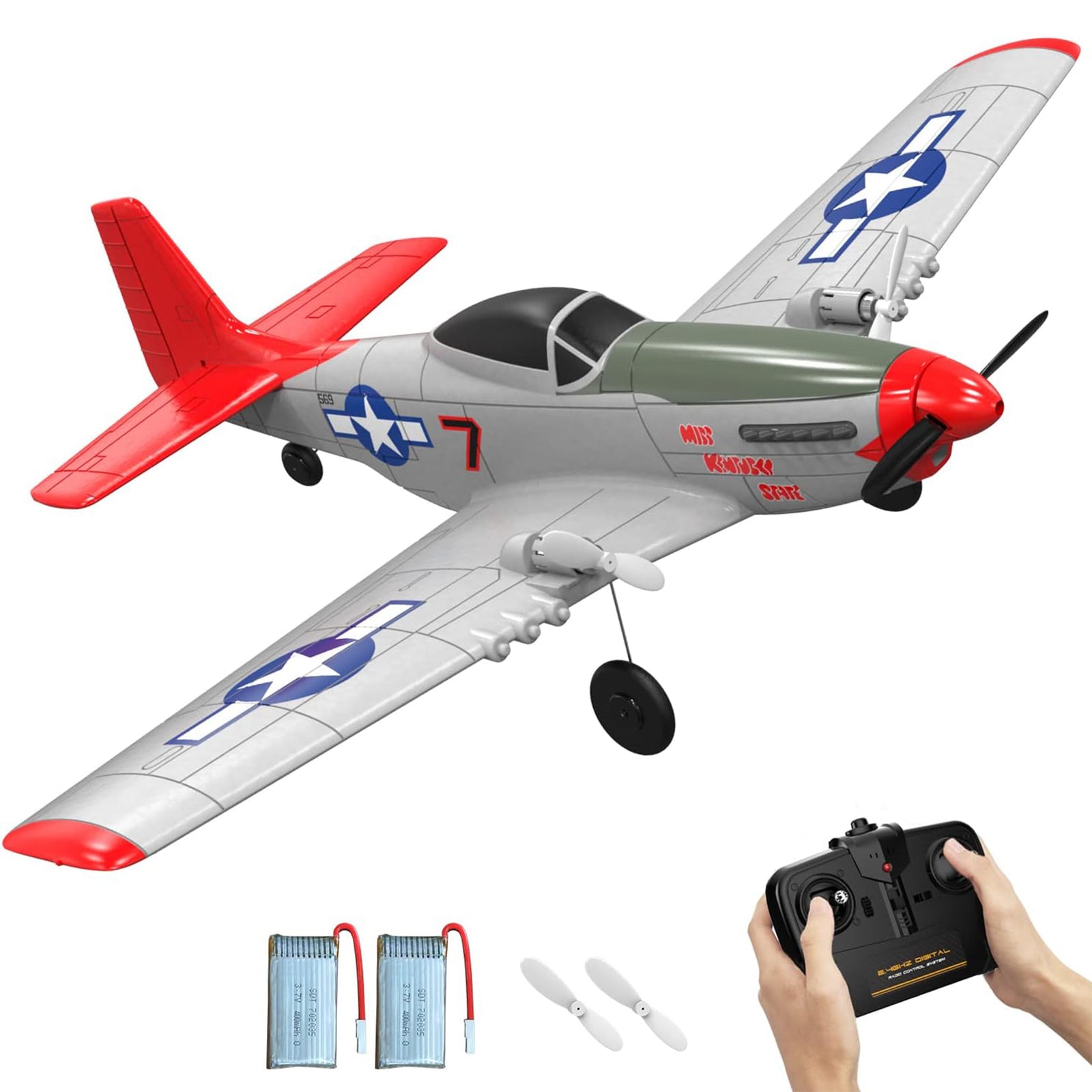 VOLANTEXRC Mustang Beginner 2-CH RC Flying Airplane w/Gyro Stabilizer, Red(Used) - VMInnovations
