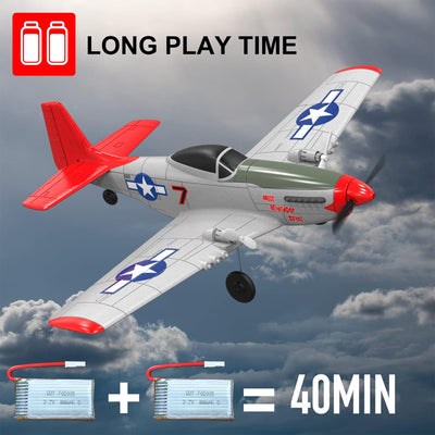 VOLANTEXRC Mustang Beginner 2-CH RC Flying Airplane w/Gyro Stabilizer, Red(Used) - VMInnovations
