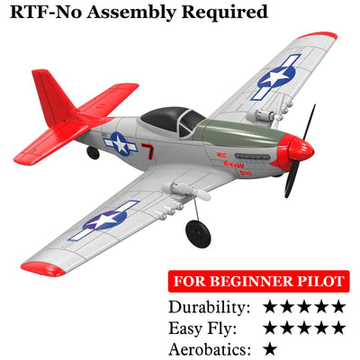 VOLANTEXRC Mustang Beginner 2-CH RC Flying Airplane w/Gyro Stabilizer, Red(Used)