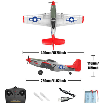 VOLANTEXRC Mustang Beginner 2-CH RC Flying Airplane w/Gyro Stabilizer, Red(Used)