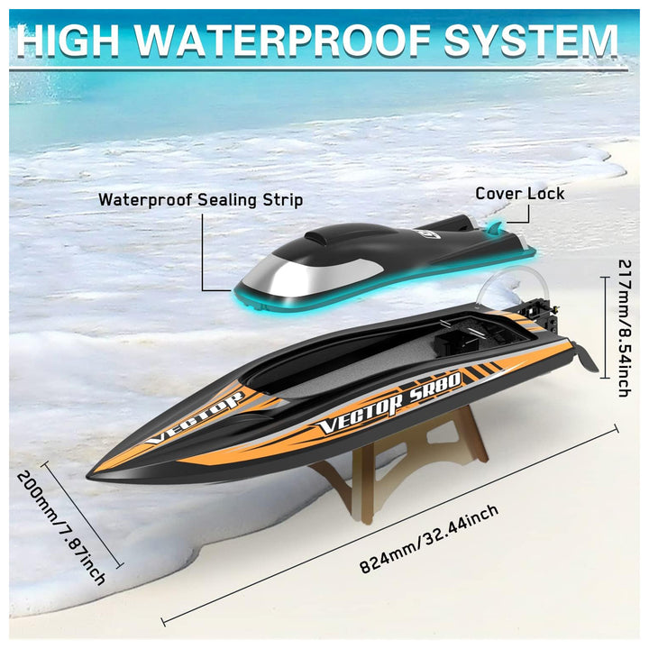 VOLANTEXRC Vector RTR Brushless High Speed Remote Control RC Boat, Black (Used) - VMInnovations
