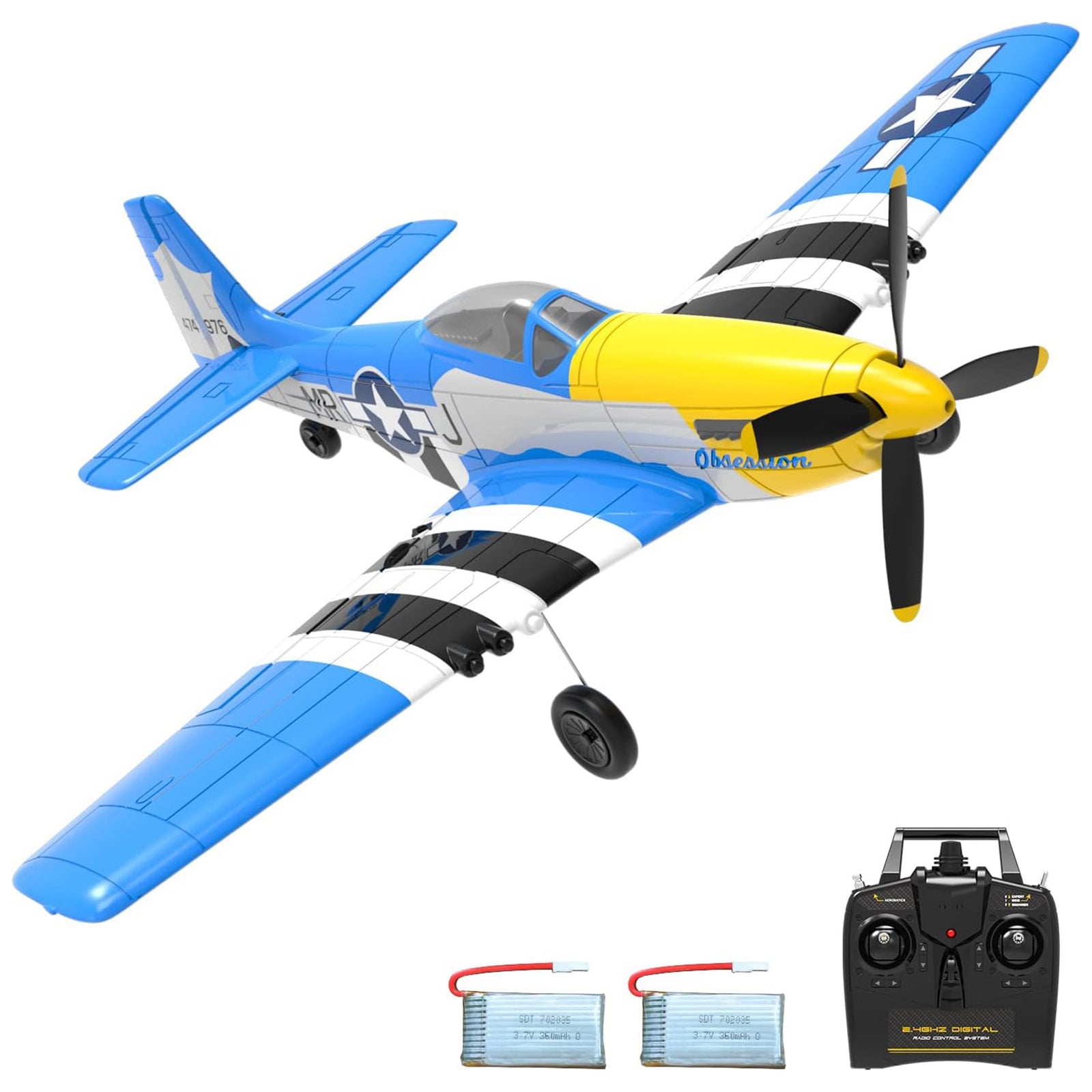 VOLANTEXRC Mustang WWII 4-CH RC Flying Airplane & Xpilot Stabilizer (Open Box) - VMInnovations