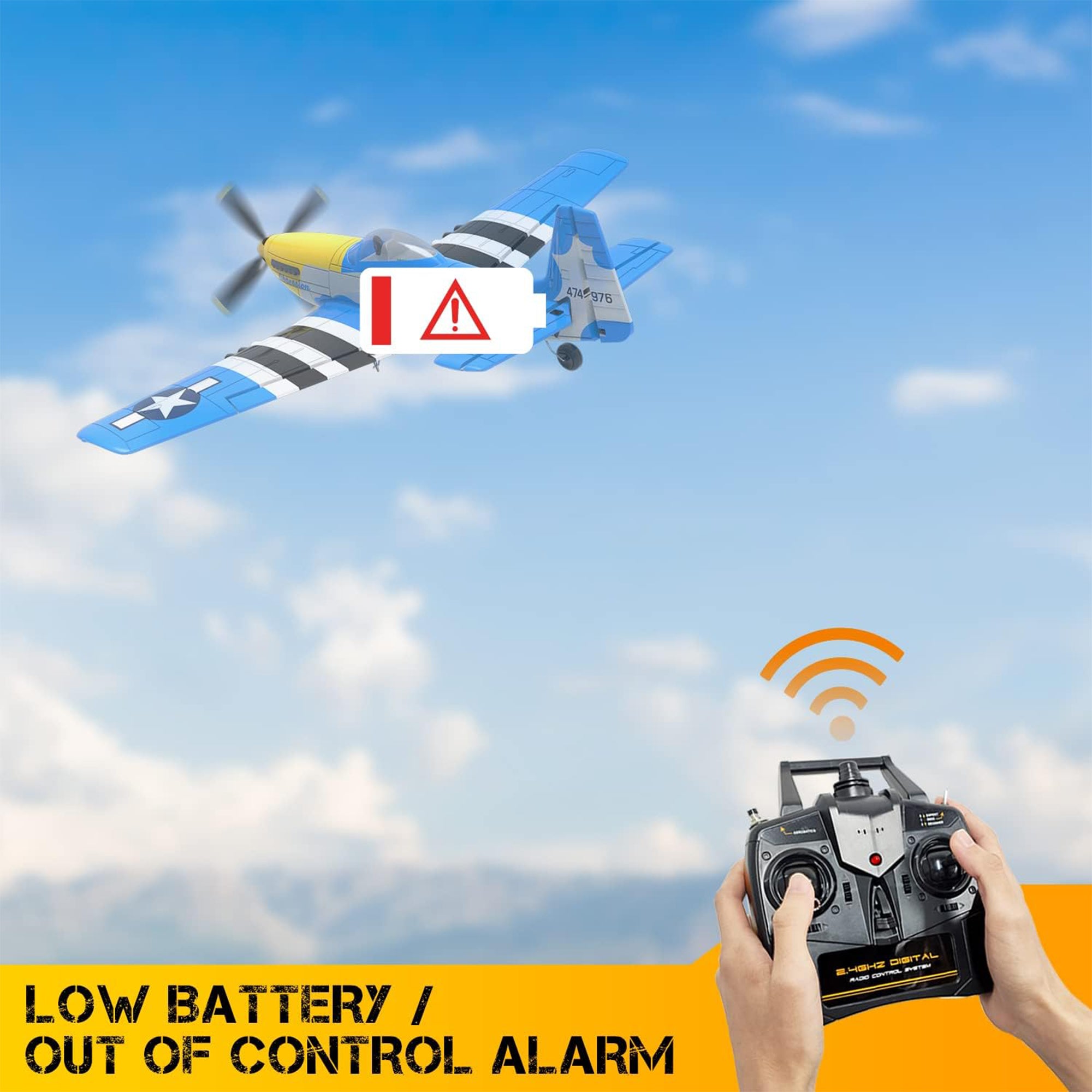 VOLANTEXRC Mustang WWII 4-CH RC Flying Airplane & Xpilot Stabilizer (Open Box) - VMInnovations