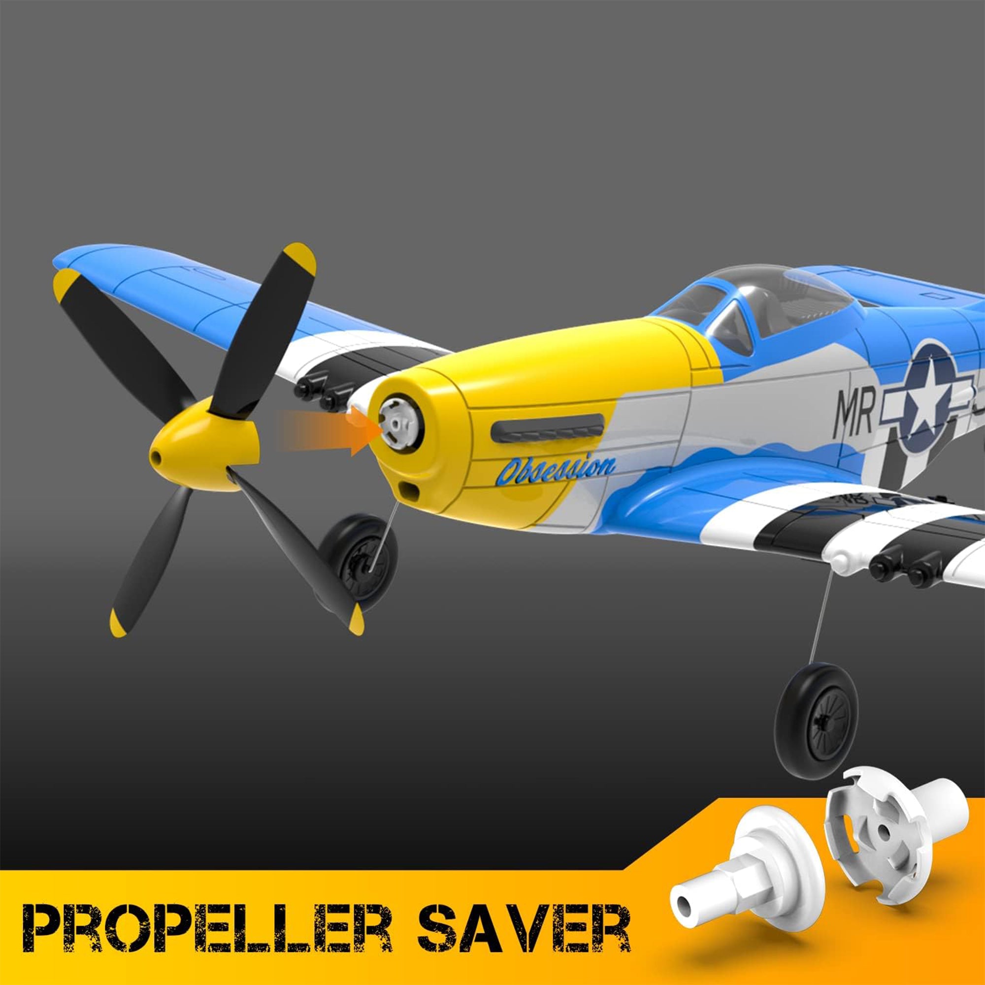 VOLANTEXRC Mustang WWII 4-CH RC Flying Airplane & Xpilot Stabilizer (Open Box) - VMInnovations