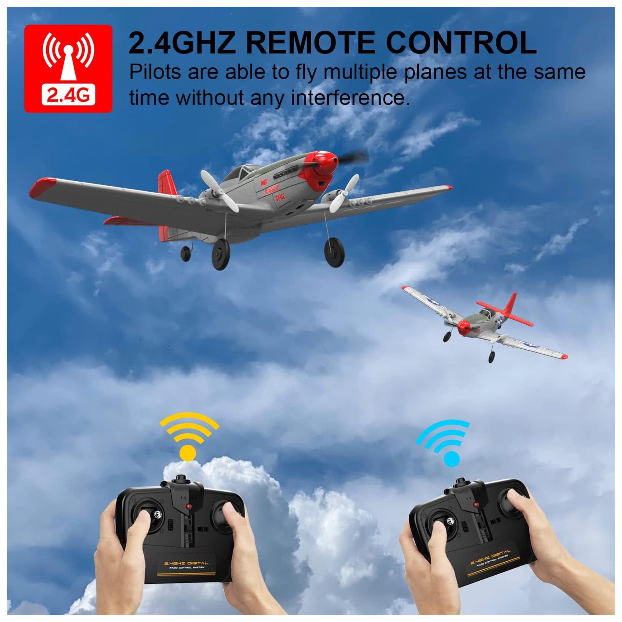 VOLANTEXRC Mustang 4-CH RC Flying Airplane w/Xpilot Stabilizer, Red (Used) - VMInnovations