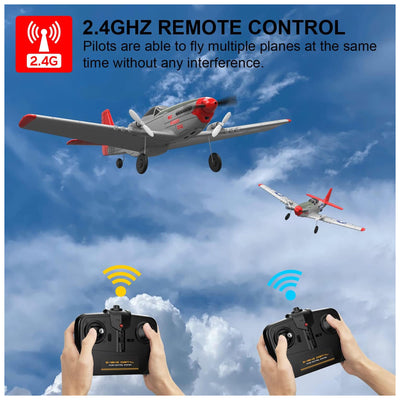 VOLANTEXRC Mustang 4-CH RC Flying Airplane w/Xpilot Stabilizer, Red (Used) - VMInnovations