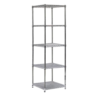 Juggernaut Storage Slim Spacesaver 5 Tier Steel Home Shelving Unit Tower, Chrome - VMInnovations