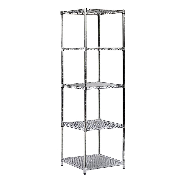 Juggernaut Storage Slim Spacesaver 5 Tier Steel Home Shelving Unit Tower, Chrome