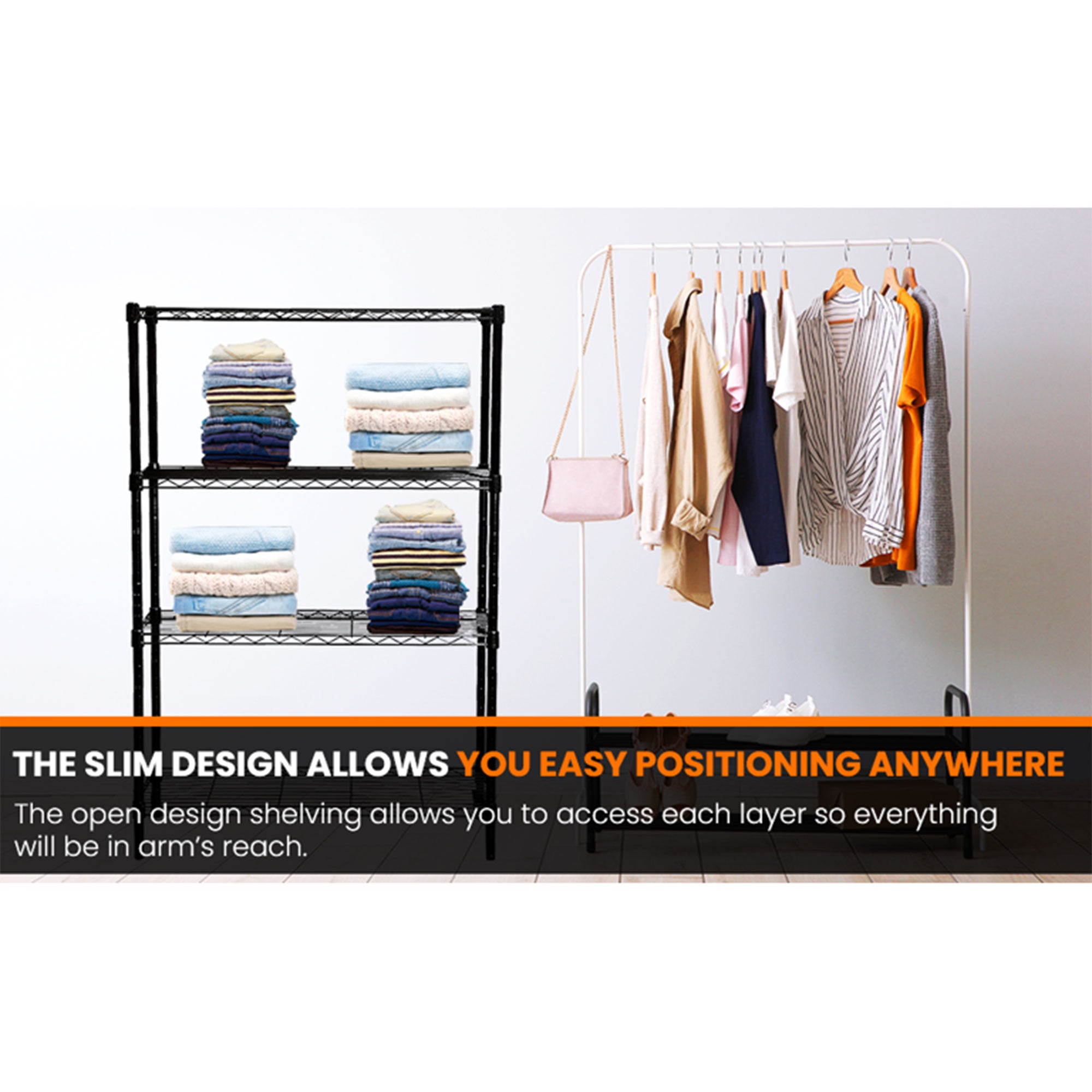 36" x 54" 4-Tier Freestanding Wire Home Shelving Unit, Black (Open Box) - VMInnovations