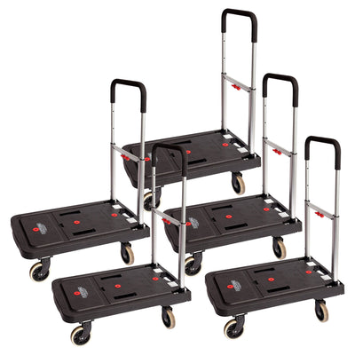 Magna Cart FF 4 Wheel Folding Platform Transport Cart Supports 300 lbs (5 Pack) - VMInnovations