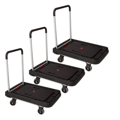 Magna Cart FFXL Folding Platform Transport Cart Dolly, 500lb Capacity (3 Pack) - VMInnovations