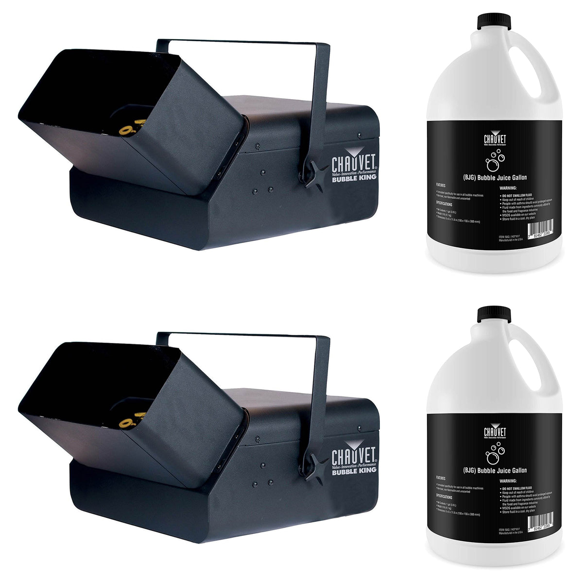 CHAUVET DJ Professional Bubble Machine, 2 Pack with Bubble Maker Fluid, 2 Pack